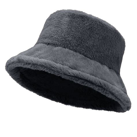 fluffy bucket hat for women.